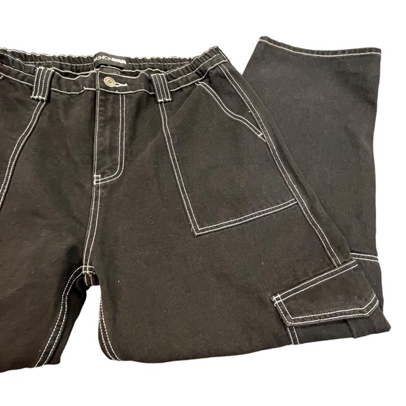 Fashion nova women’s juniors size 13 cargo carpenter denim pants stretch NWT - Picture 2 of 9